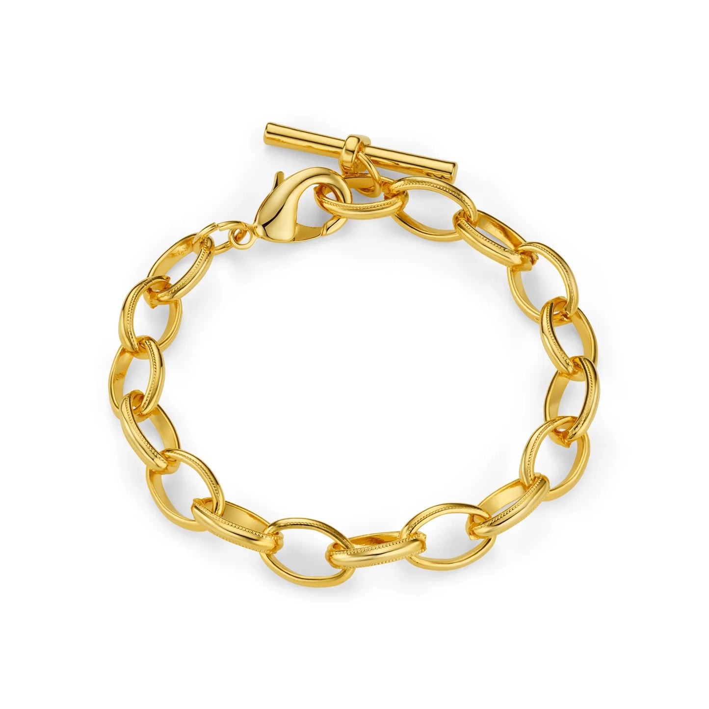 ORELIA "Oval Link T Bar Bracelet" (Gold)