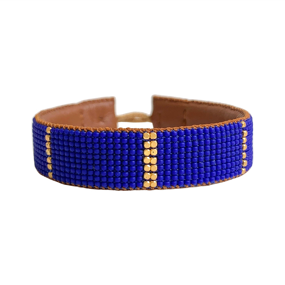 IBU 'Empire' Leather Bracelet (Black/Root/Cobalt/Baby Blue)