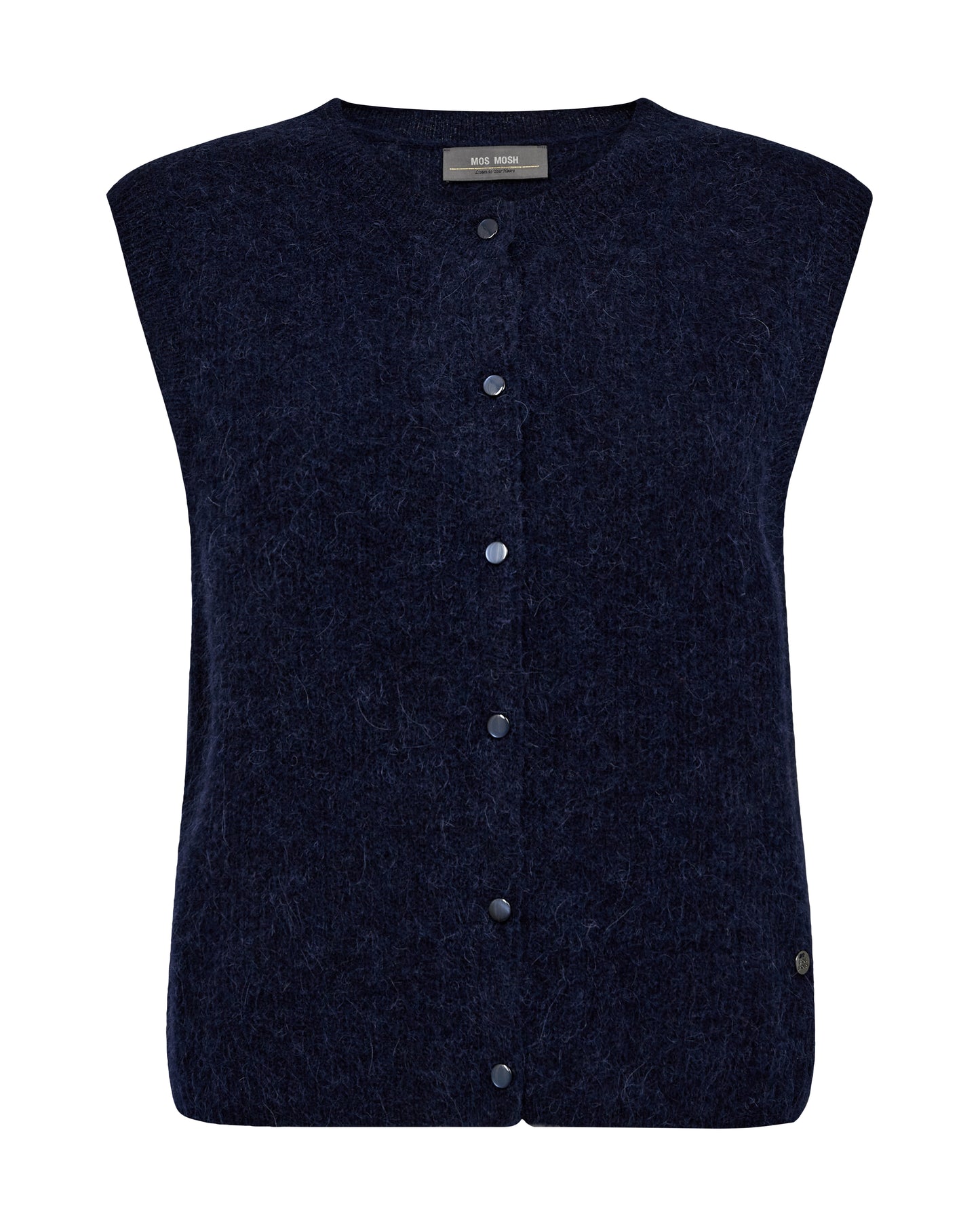 Soft knit vest from Scandi brand MOS MOSH crafted from a blend of warm wool and alpaca. It's designed in a regular fit with a beautiful button closure. Wear over a shirt, a dress or with tailored pants for a casual work look.