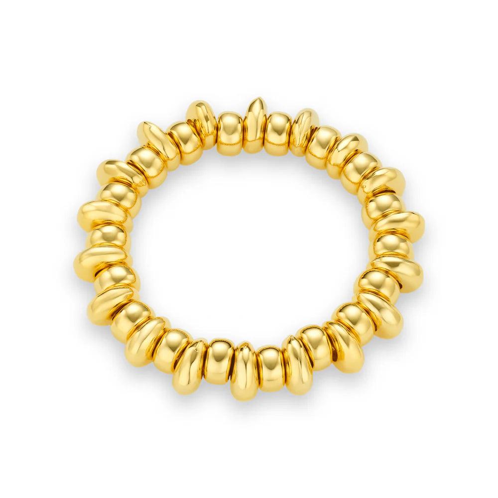 ORELIA "Polished Metal Nugget Stretch Bracelet" (Gold)