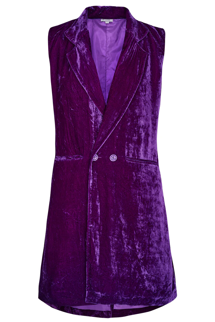 AT LAST 'Long Velvet Waistcoat' (Forrest/Purple)