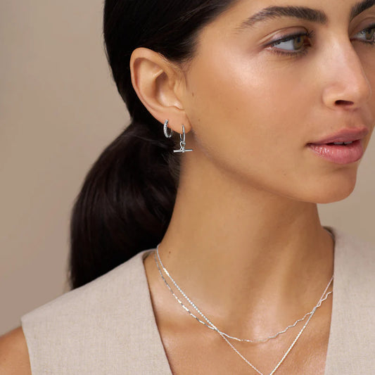 ORELIA "Dainty T-Bar Knot Small Hoop"(Silver/Gold)