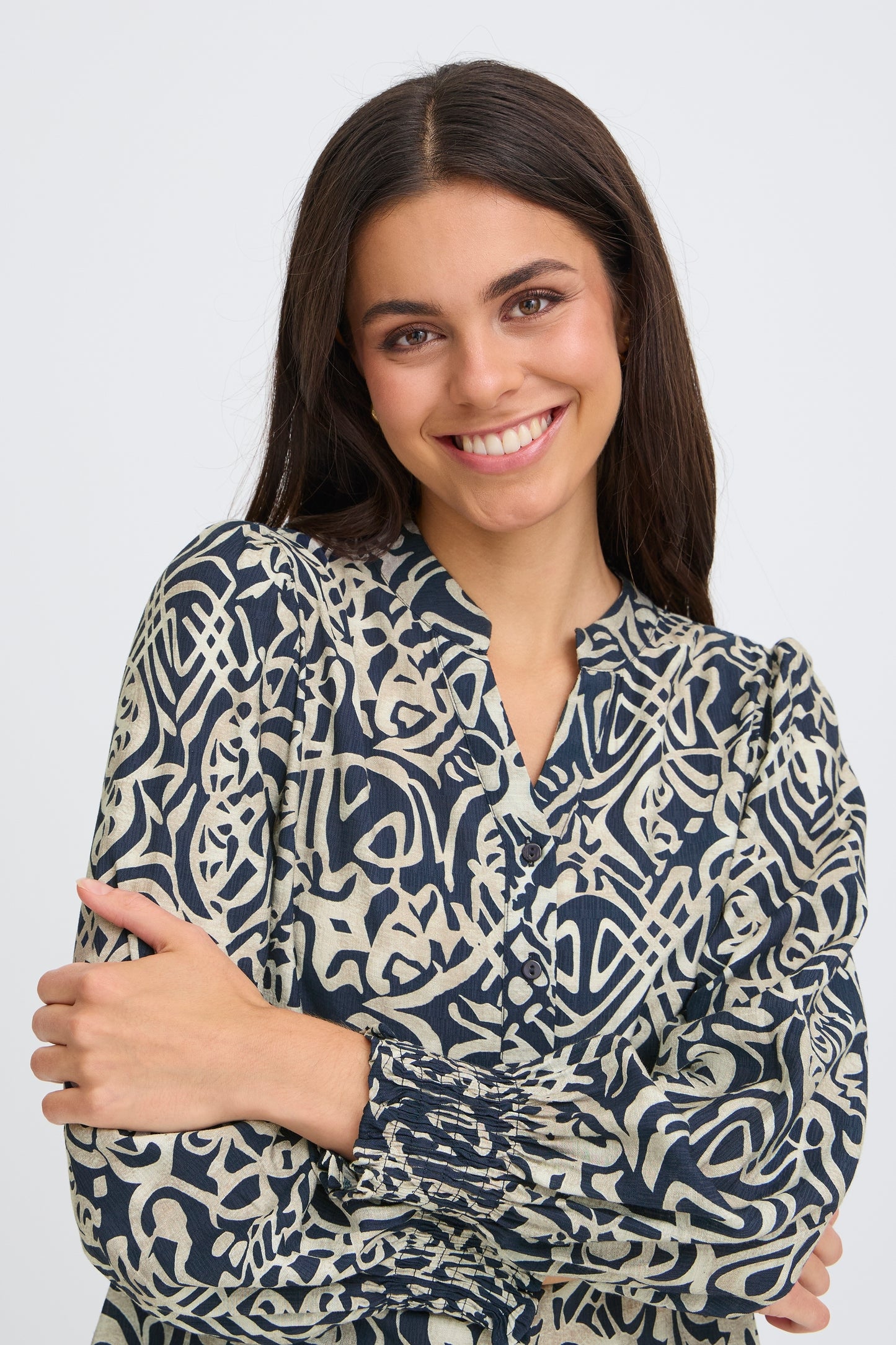 FRANSA "FRAriana Dress 16" (Art Lines Navy)