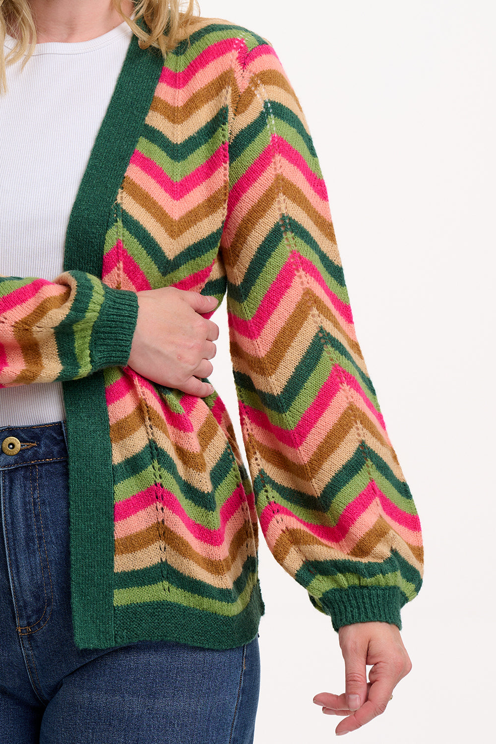 SUGARHILL "Bella Cardigan" (Multi Autumn Chevron)