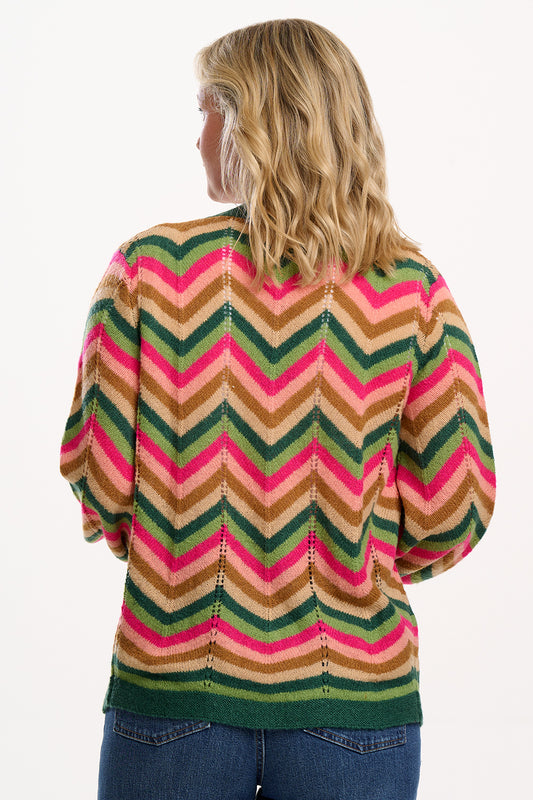 SUGARHILL "Bella Cardigan" (Multi Autumn Chevron)