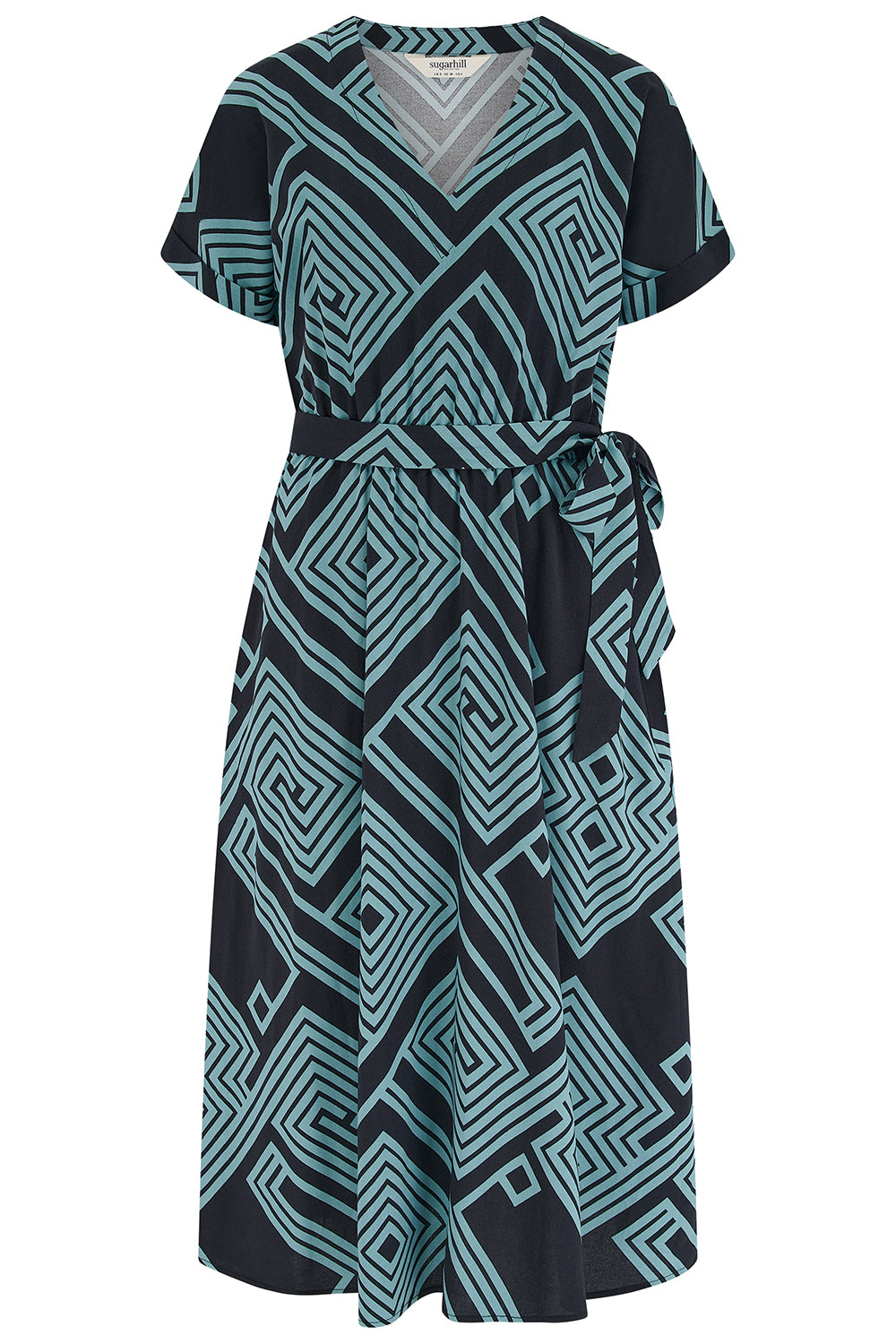 SUGARHILL "Bethan Midi Dress" (Black & Green)
