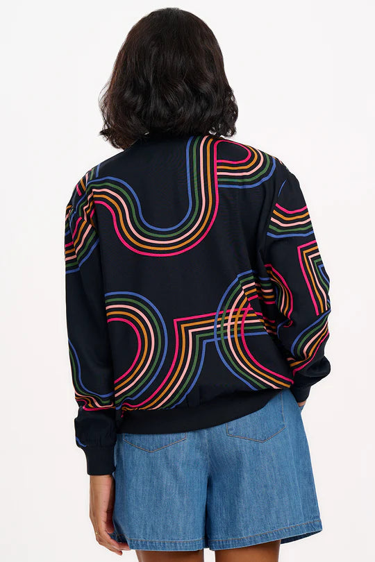 SUGARHILL "Bobbi Bomber Jacket Retro" (Black Retro Racer)