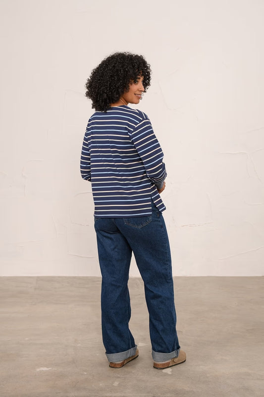 LIGHTHOUSE "Causeway Top" (Navy,Sage,Blue stripe)