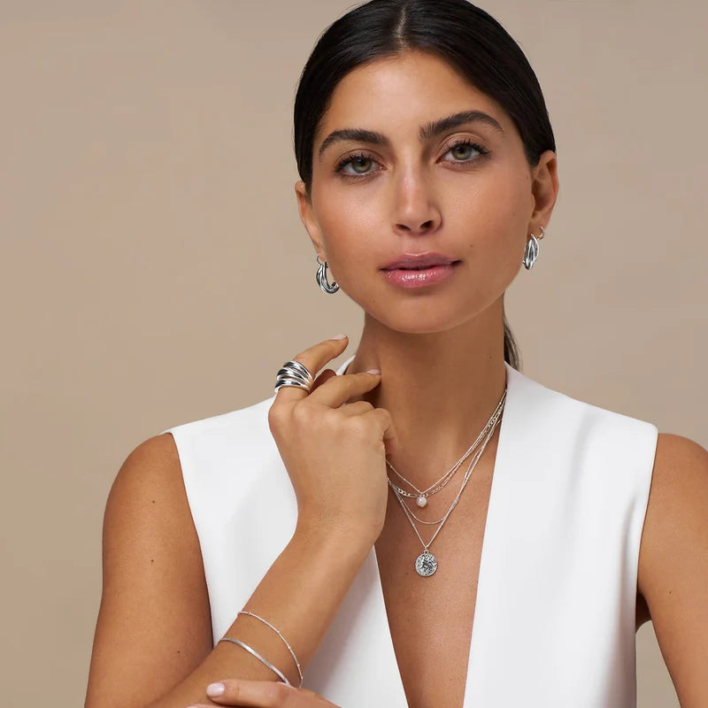 ORELIA "Multi Row Coin Necklace" (Silver)