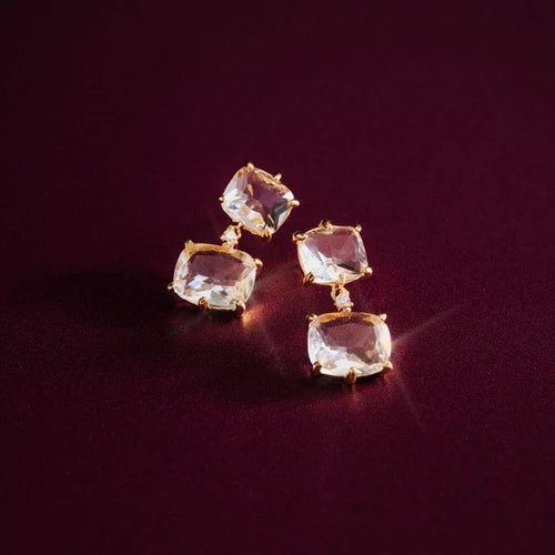ORELIA "ORE40844 Crystal Double Drop Earrings" (Gold)