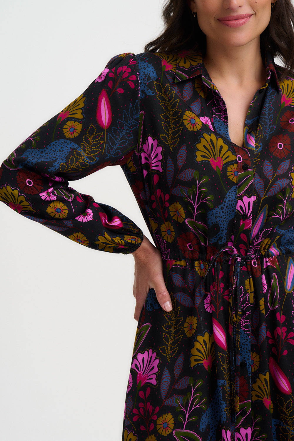 SUGARHILL "Dottie Maxi Dress" (Black Jungle Panther)