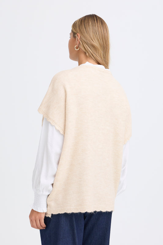 FRANSA "FRElise Poncho" (Oatmeal Melange/Smoky Olive)