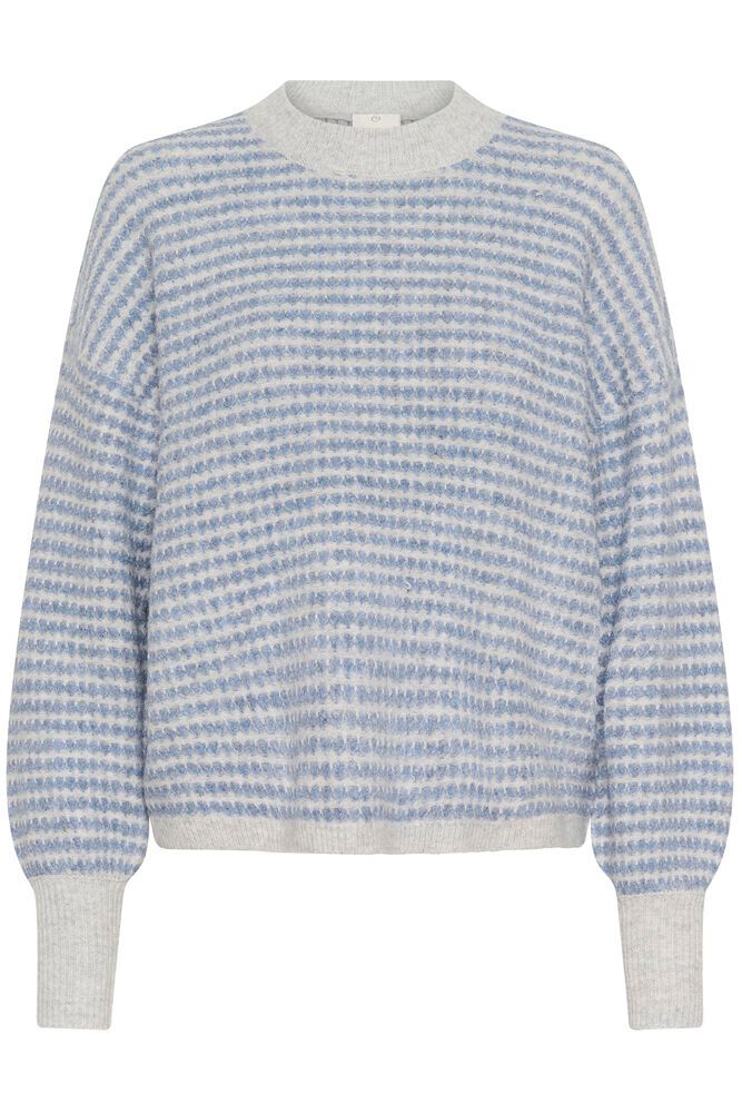 KAFFE "KAellery Knit Pullover" ( Light Grey &blue/Feather Gray Melange & Wine)