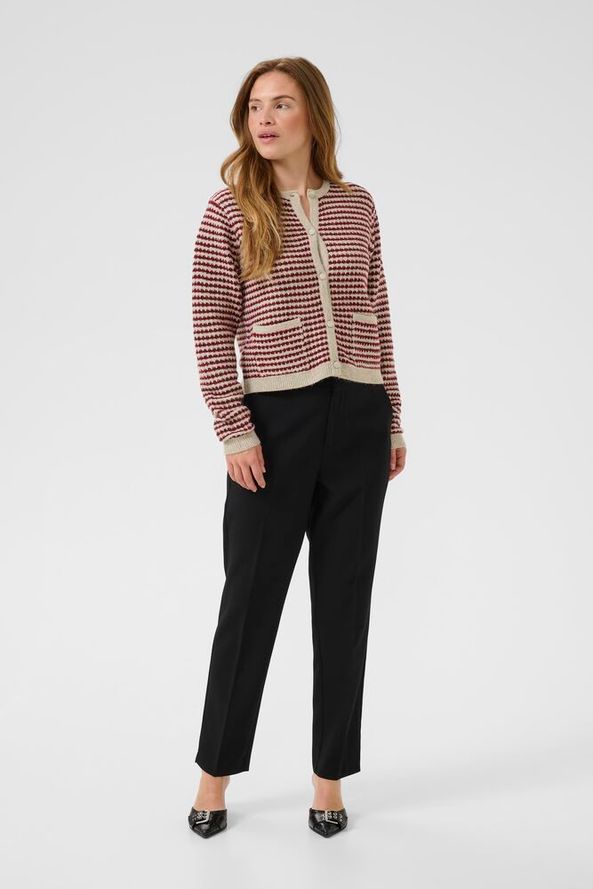KAFFE "KAEllery Knit Cardigan" (Feather Gray Melange/Wine)
