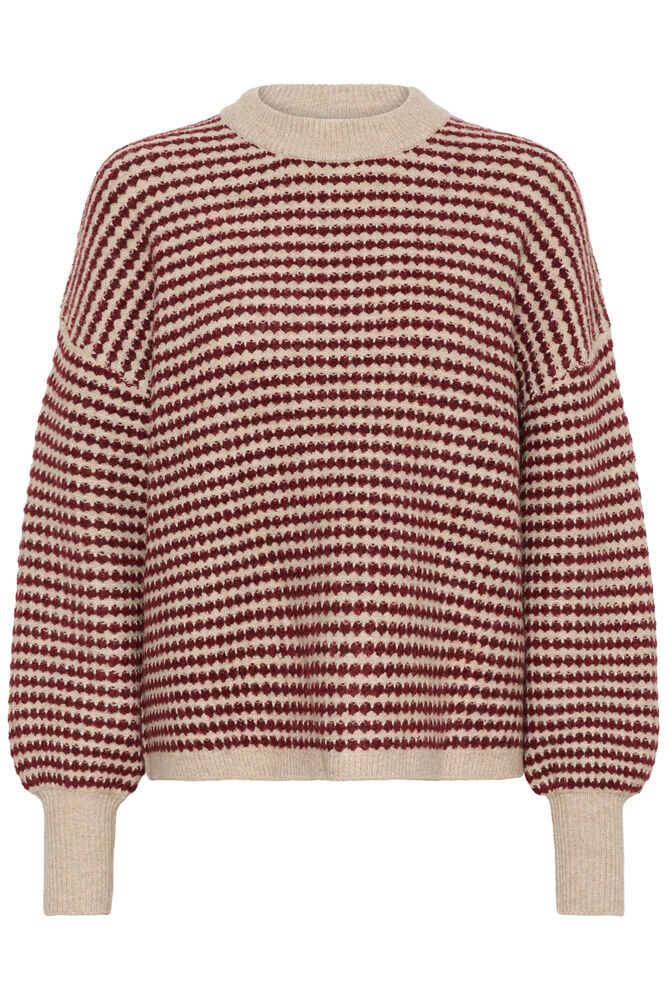 KAFFE "KAellery Knit Pullover" ( Light Grey &blue/Feather Gray Melange & Wine)