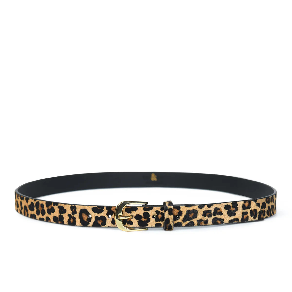 Hand made in our smaller leopard print 'pony' leather - as with all of our leathers, this is a cow leather - with full leather lining and gold colour buckle, our Erina leather belt has been sized to fit as a jeans belt - just add extra holes to wear as a waist belt.