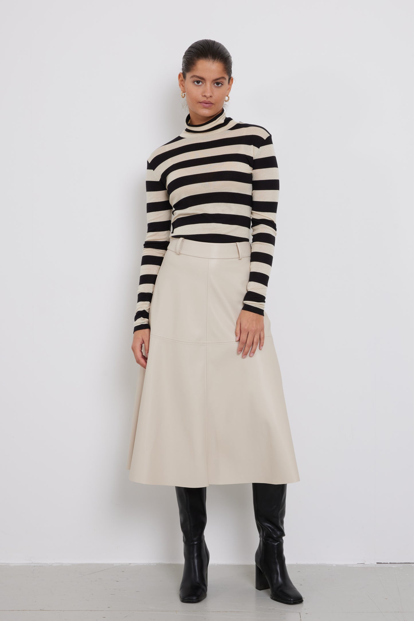 bruuns bazaar vegan leather a line panelled skirt