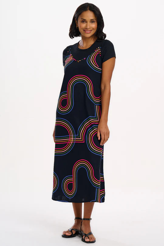 SUGARHILL "Gretchen Midi Sundress" (Black Retro Racer)