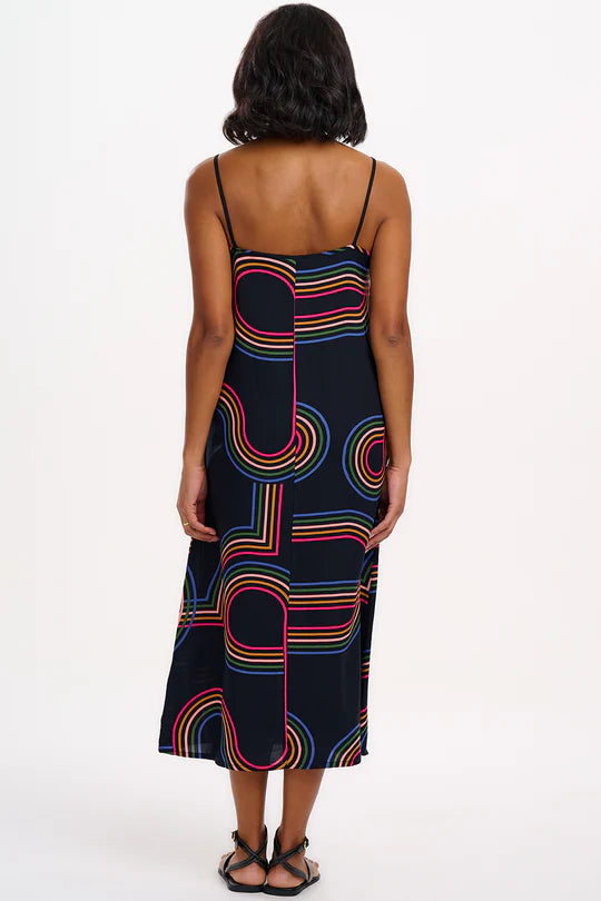 SUGARHILL "Gretchen Midi Sundress" (Black Retro Racer)