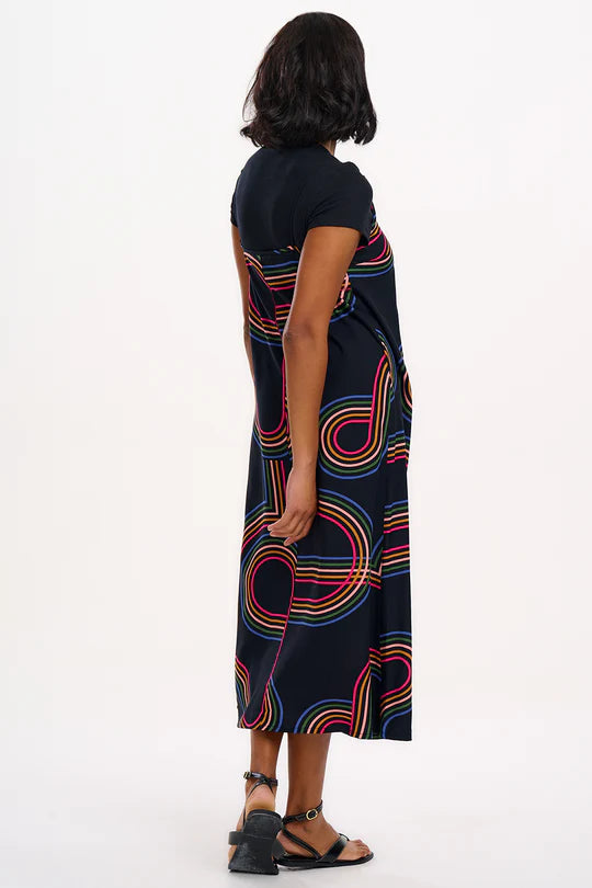 SUGARHILL "Gretchen Midi Sundress" (Black Retro Racer)
