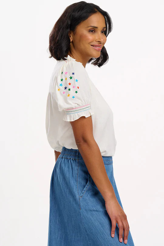 SUGARHILL "Haydee Shirred Top" (Off White)