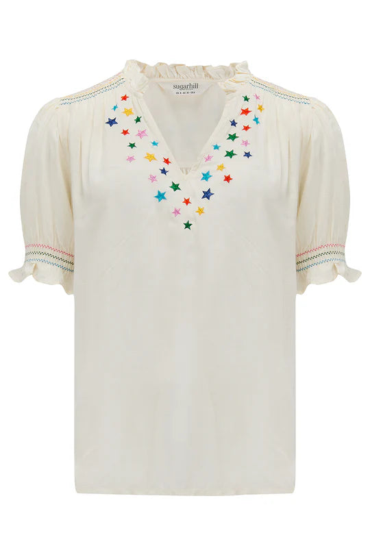 SUGARHILL "Haydee Shirred Top" (Off White)