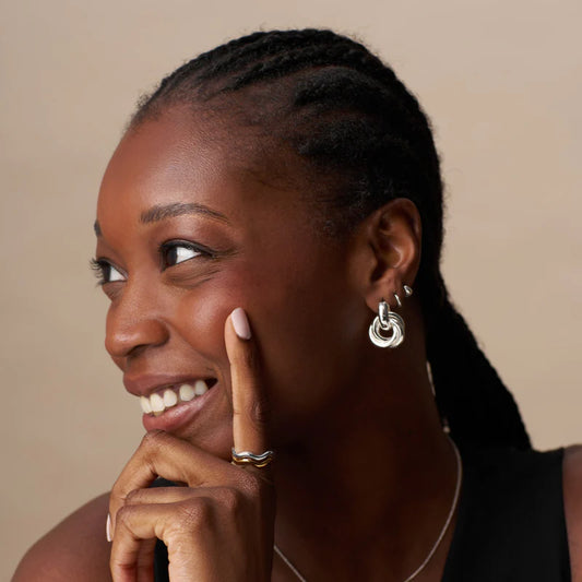 ORELIA "Statement Interlocking Earring" ( Silver )