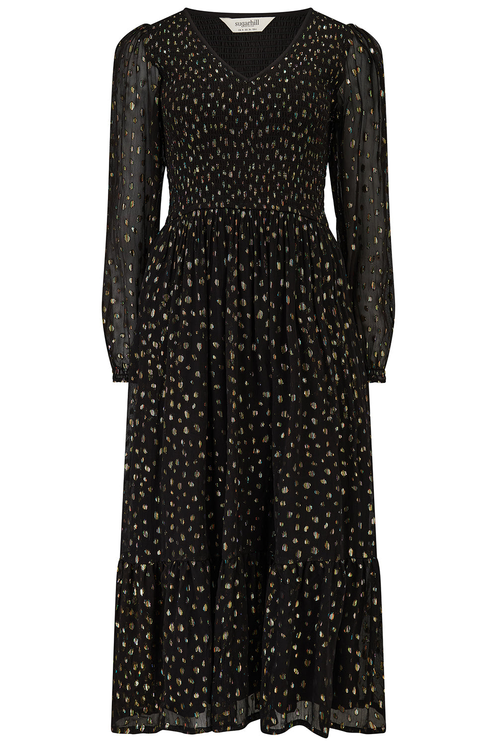 SUGARHILL "Jaqueline Shirred Dress" (Black)