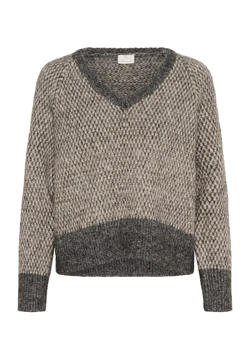 KAFFE "KAmelinda Pullover" (Dark Grey Melange & Feather grey)