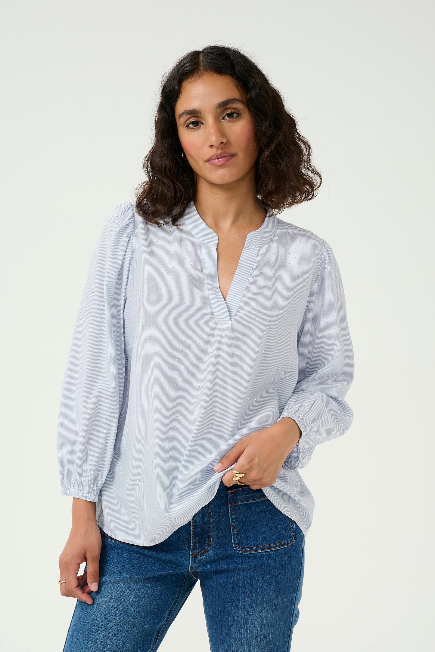 KAFFE "KAMilena Blouse" (Blue/White Stripe)