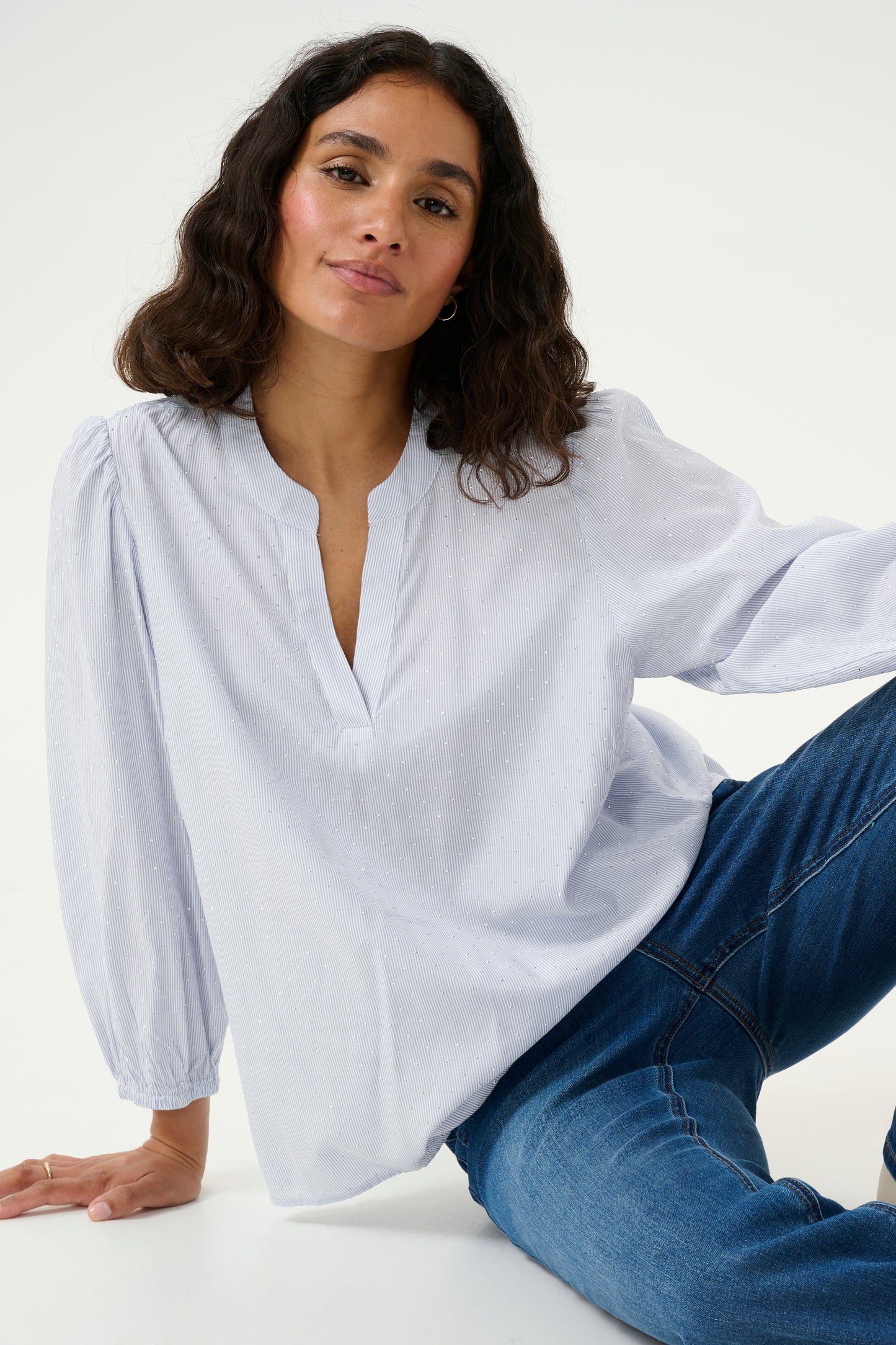 KAFFE "KAMilena Blouse" (Blue/White Stripe)
