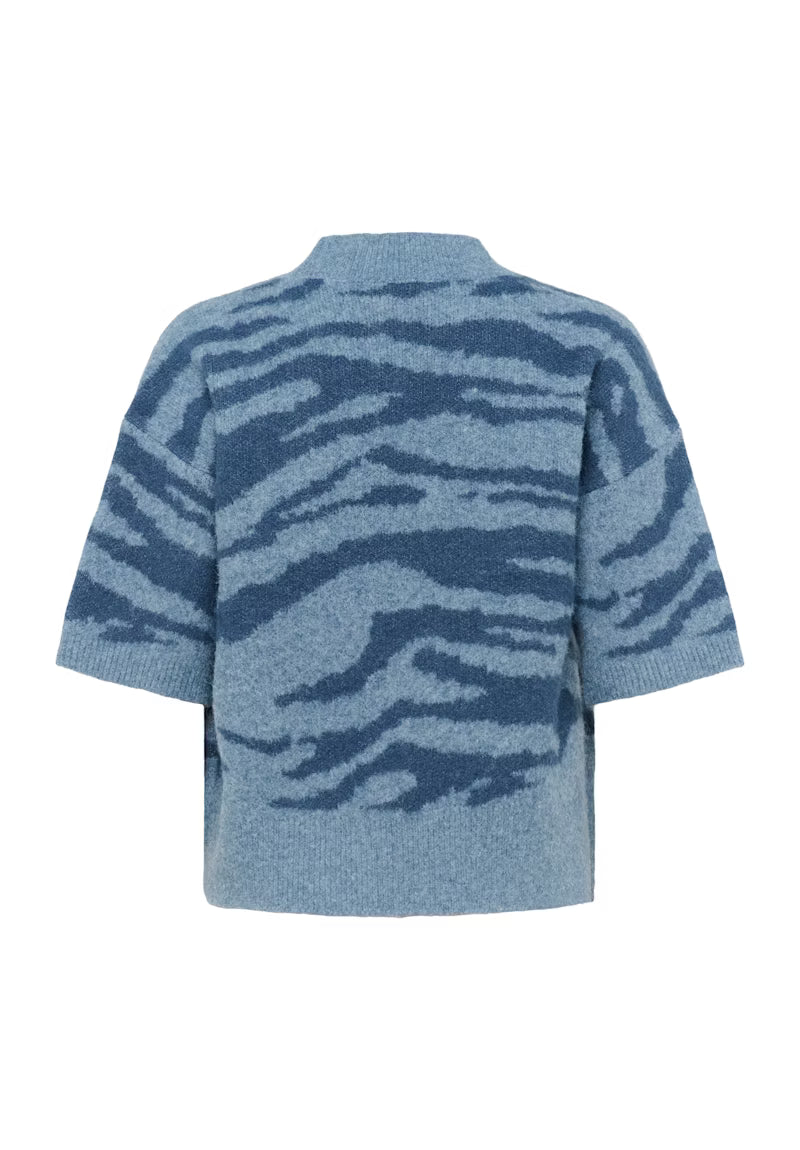 KAFFE "KASandra Pullover" (LGM Black Leopard/Windward Blue)