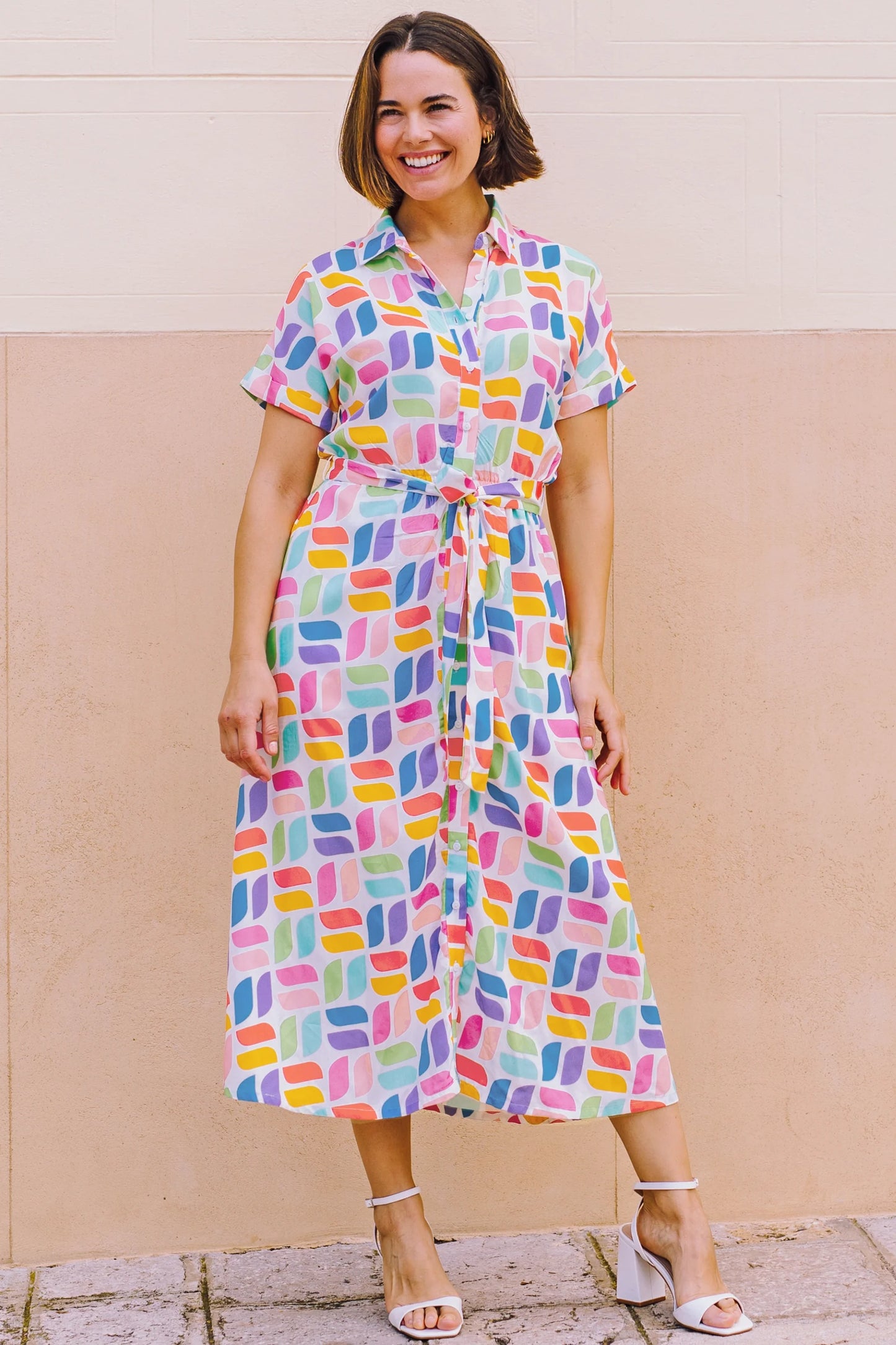 SUGARHILL "Leigh Midi Shirt Dress" (Off White)