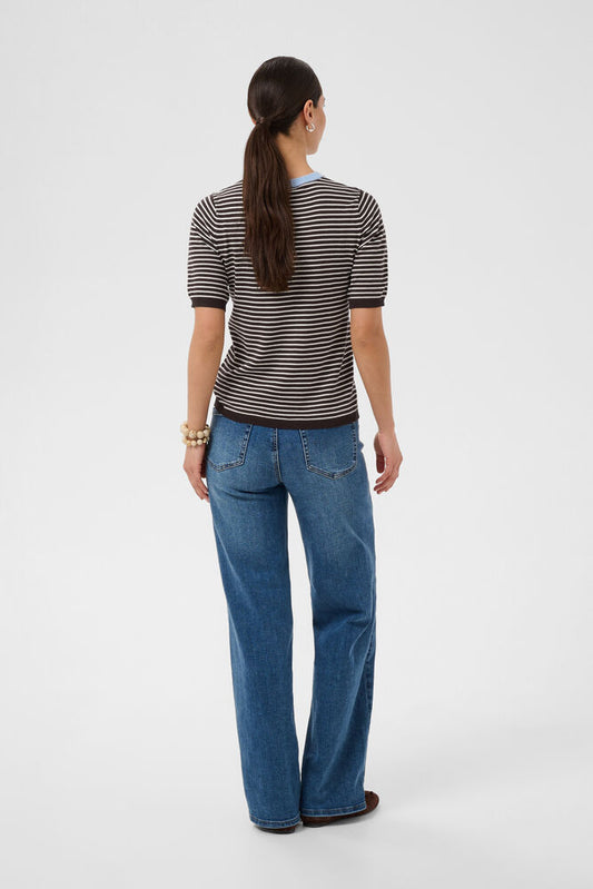KAFFE "KALizza Narrow Striped Pullover" (Coffee/ Turtle Dove Blue)