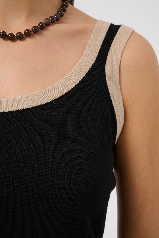 KAFFE "KALizza Contrast Knit Top" (Black Deep)