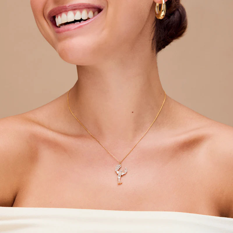 ORELIA "Embellished Lobster Charm Necklace" (Gold)
