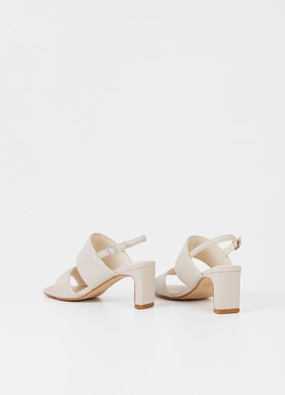 Luisa Vagabond heeled sling-back leather strappy sandals in black or off-white; occasionwear, party sandal