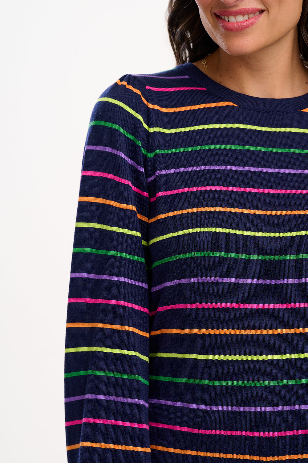 SUGARHILL "Madeline Jumper" (Navy Rainbow Pop Stripes)