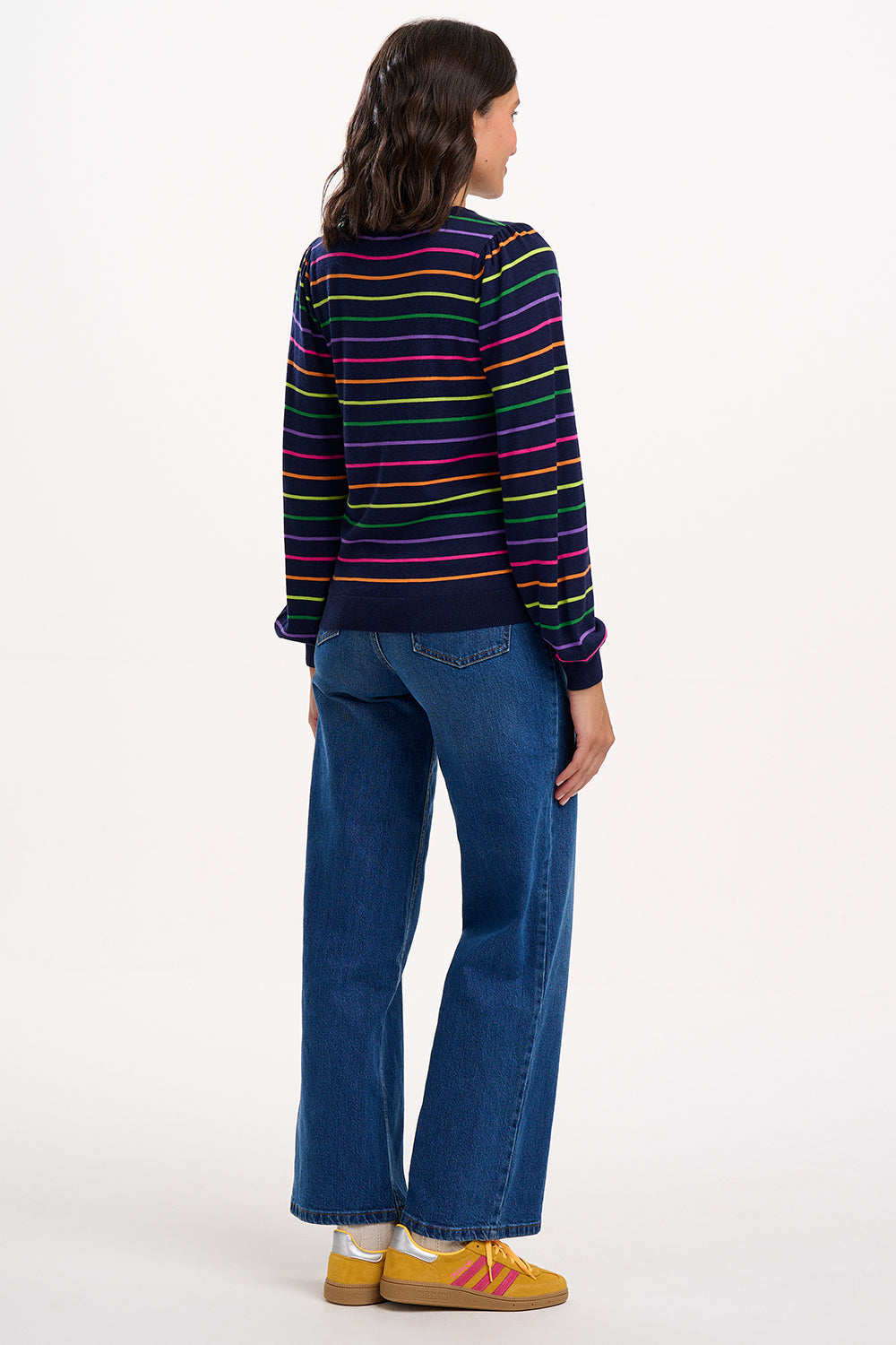 SUGARHILL "Madeline Jumper" (Navy Rainbow Pop Stripes)