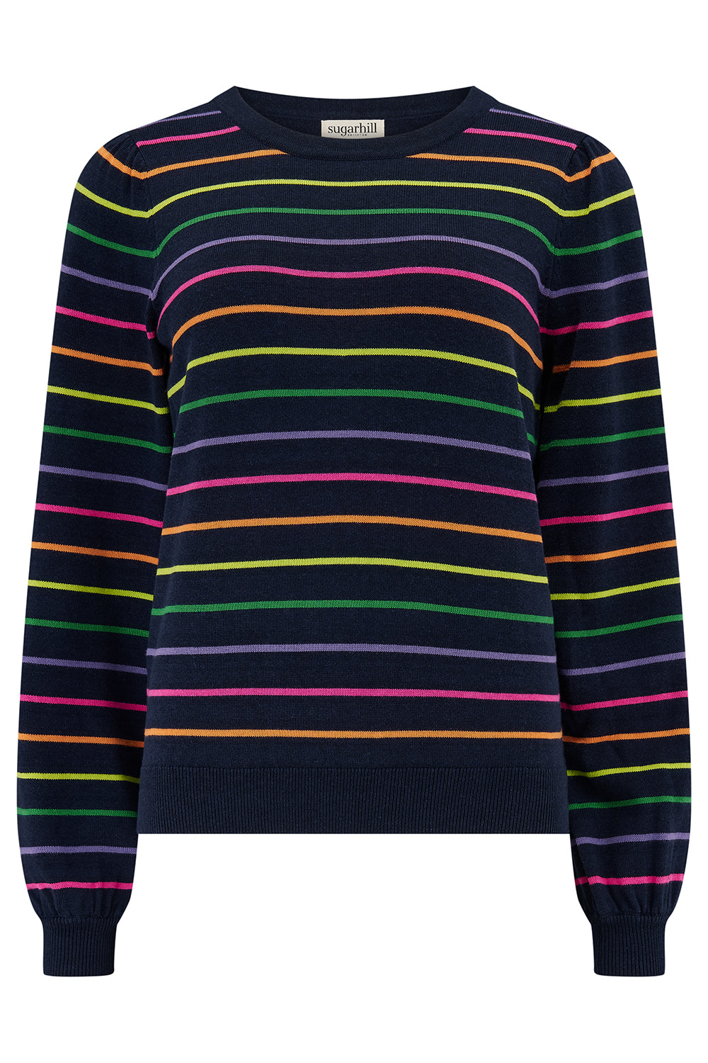 SUGARHILL "Madeline Jumper" (Navy Rainbow Pop Stripes)