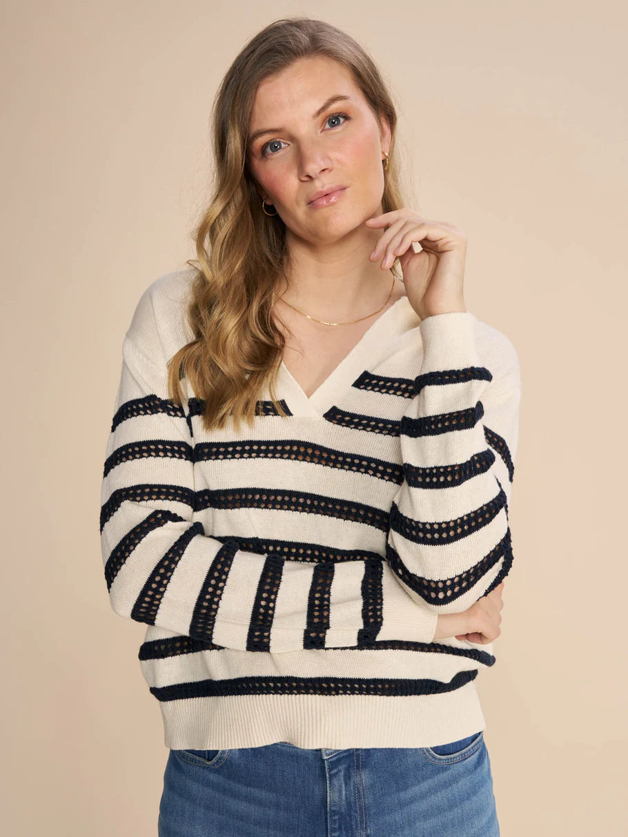 MMRORA by Mos Mosh, breton stripe knit top