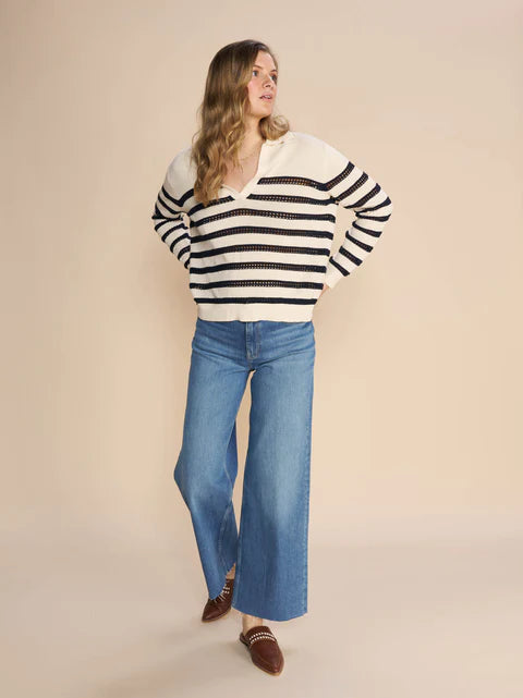 MMRORA by Mos Mosh, breton stripe knit top