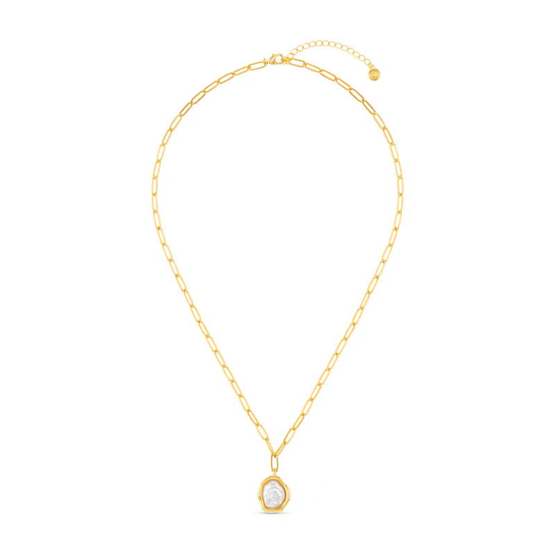 ORELIA "Organic Molten Pearl Pendant" (Gold)