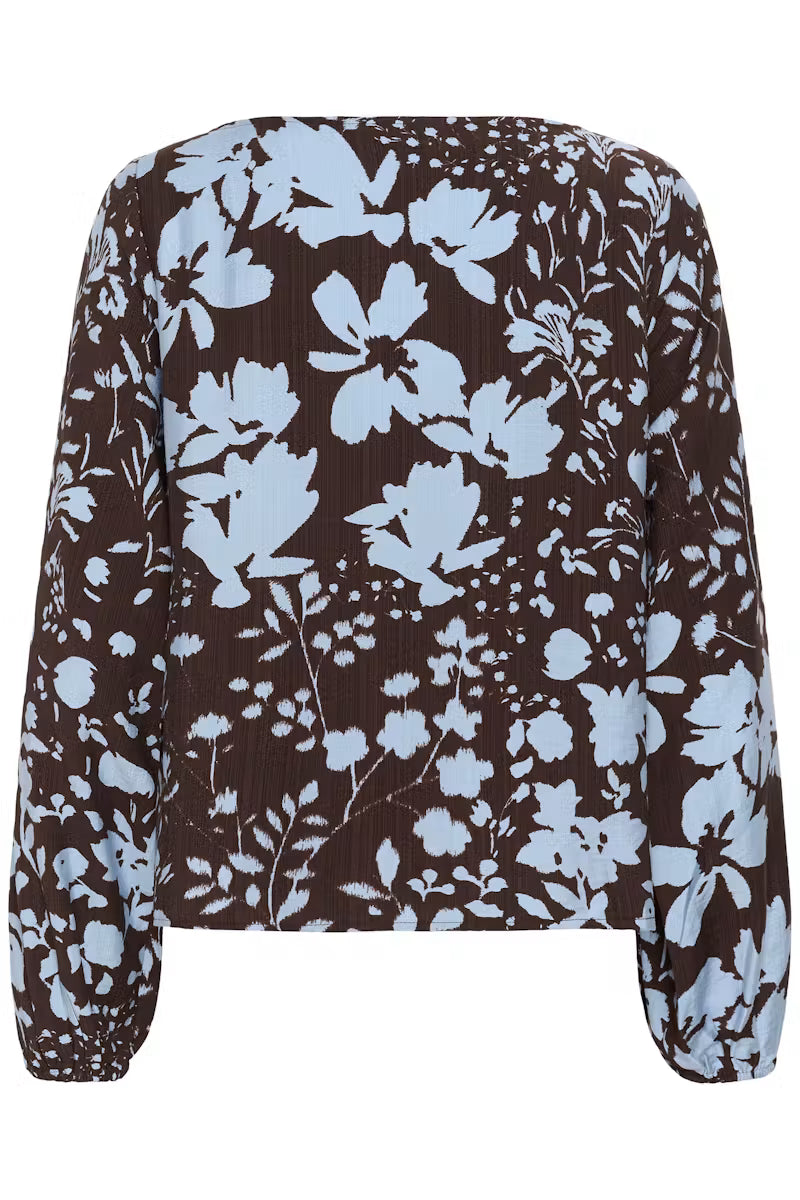 KAFFE "KANadira Blouse" ( Coffee Bean/Blue)