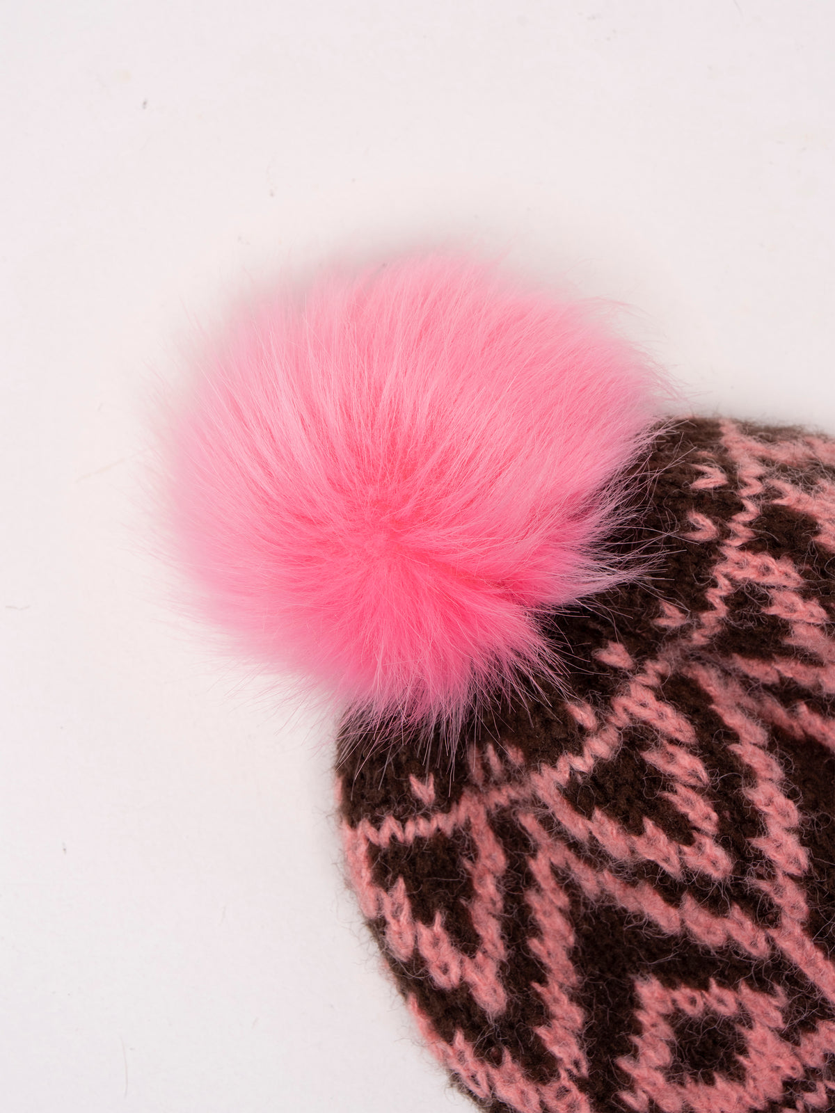 BRAKEBURN "Nessa Fairisle Bobble Hat" (Brown)