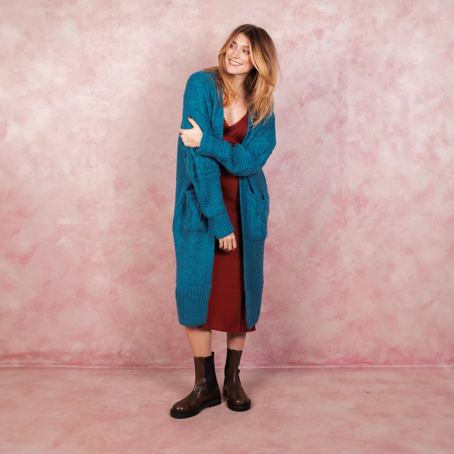 CARA AND THE SKY "New Alex Cardigan" (Soft Pink/Teal)