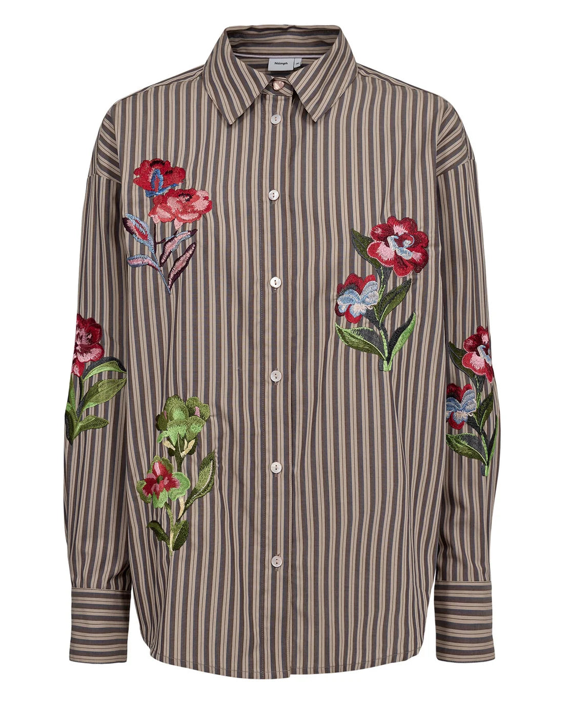 NUMPH "NUKacey Embroidery Shirt" (Deep Taupe)