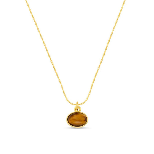 ORELIA " Tigers Eye Charm Necklace" (Gold) - ClobR