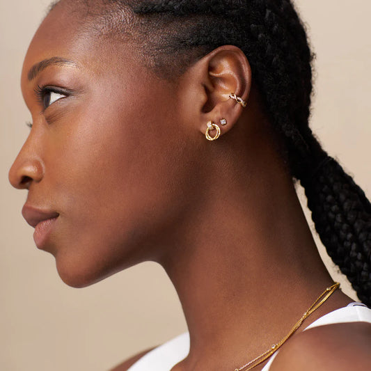ORELIA "Mini Pave & Open Circle Stud"