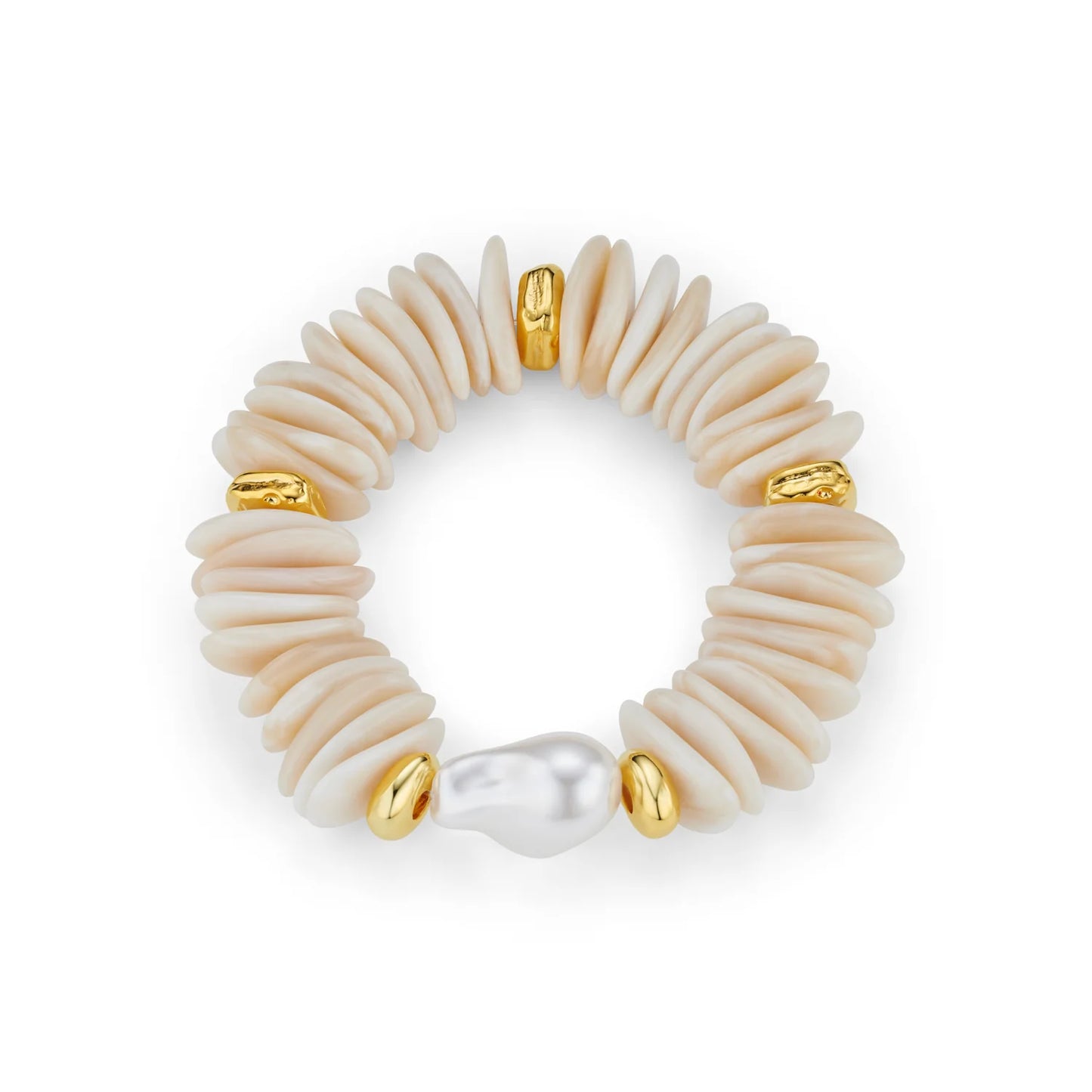 For those who love the beach, the Statement Chip & Stationed Pearl Bracelet from ORELIA is perfect for layering or wearing alone. A must-have accessory every summer, for anyone who appreciates bold style. This unique piece combines shell inspired chip accents, separated with gold plated beads, finished with a timeless stationed pearl. A captivating contrast that elevates any look.
